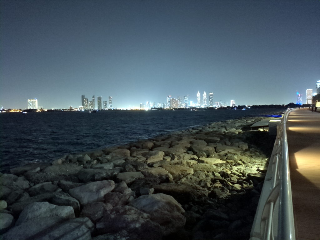 The shoreline of a palm in Palm Jumeirah